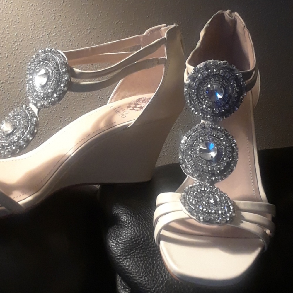 NWOT "Rhinestone Embellished White Wedges"